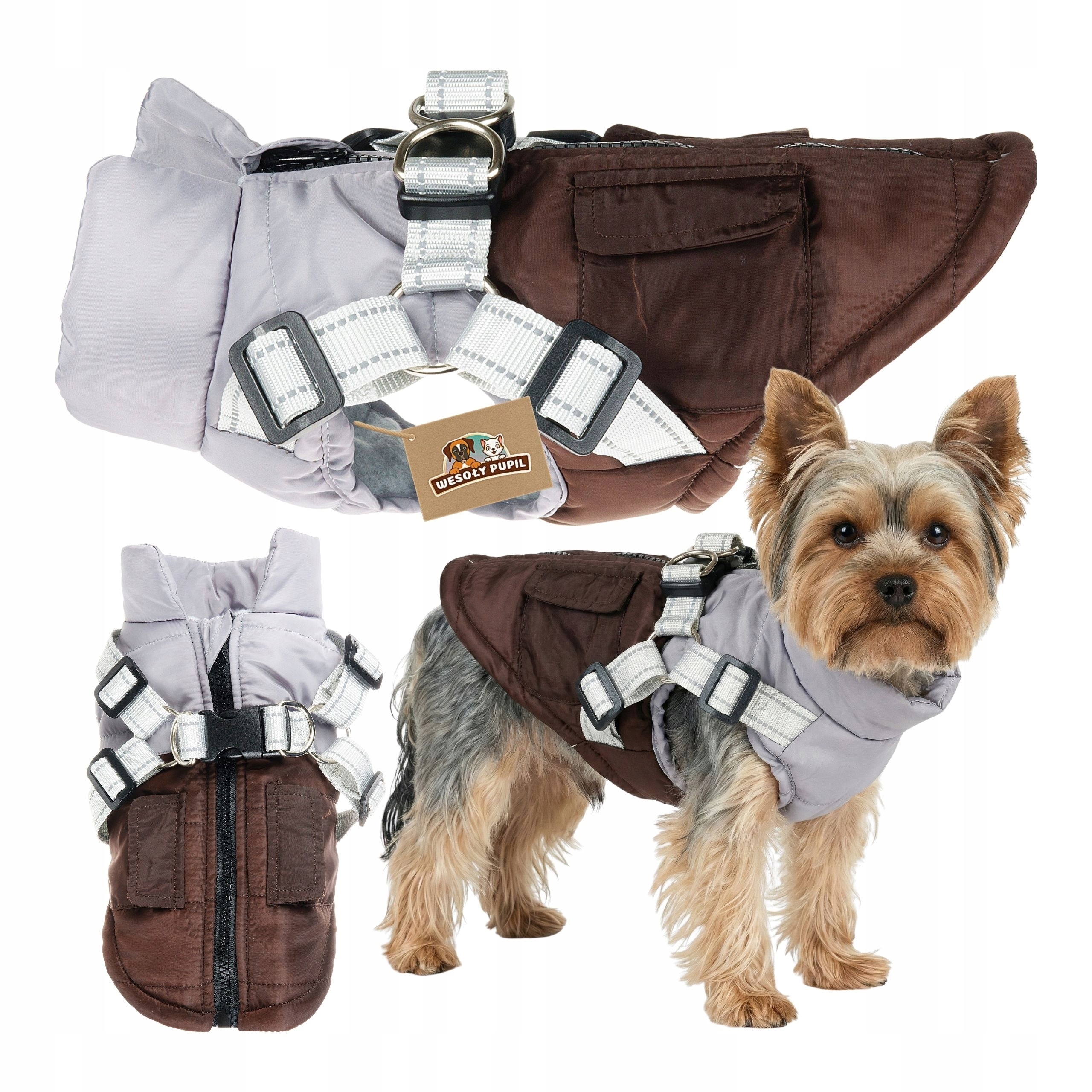 Zimní obleček pro psa se zabudovanými Postroji 2v1, teplá bunda pro malé a střední psy, velikost S