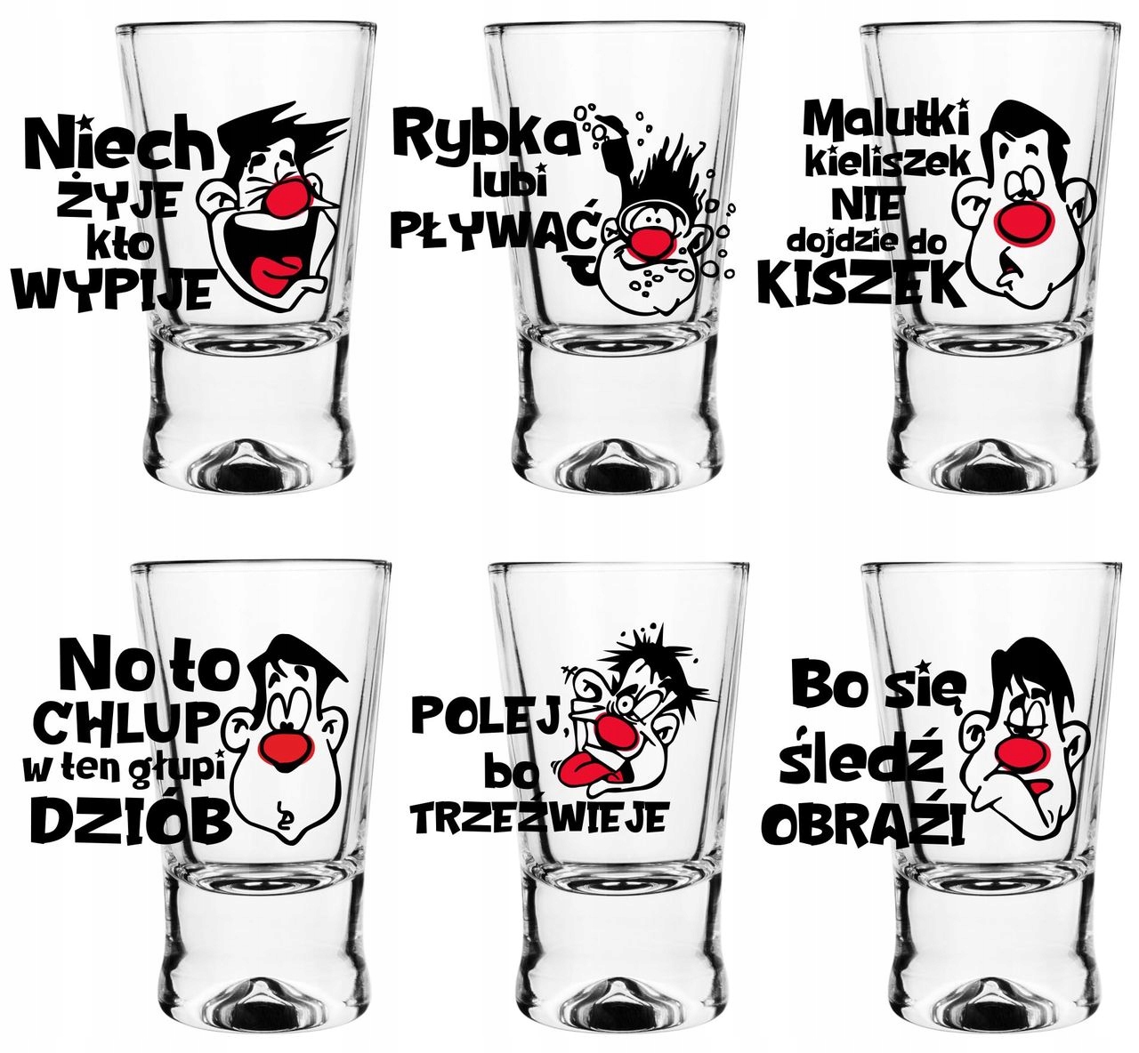 

Kieliszki do wódki z nadrukiem Humor Buźki X 25ml