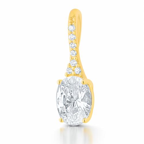 Přívěsek Zlatý 585 s oválnou zirkonií orámovanou čtyřmi tlapkami pro ni