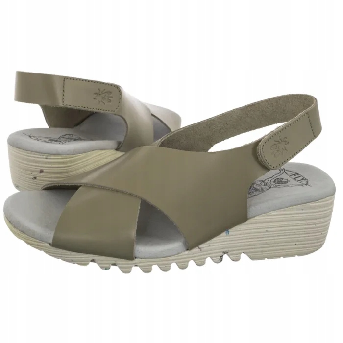 Kožené dámské sandály na podpatku Fly London P145447002 Olivové