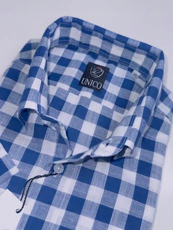 Unico R.c. pánská slim košile 100% bavlna, kostkovaná, kr. ruka 176/182 43 56045/2