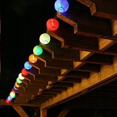 BAWOO Solarna Lampa LED 6m 30 Kolorowych Latarni Ogród Taras Wodoodporna — miniatura 7
