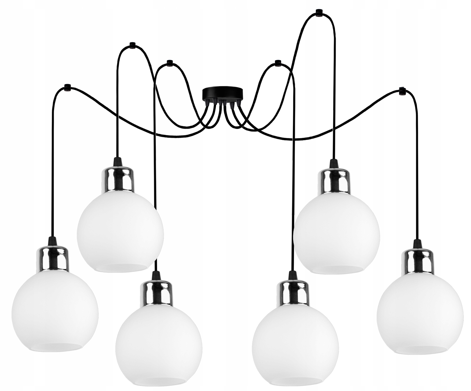 SZKLANA LAMPA WISZĄCA SUFITOWA ŻYRANDOL PAJĄK KULE