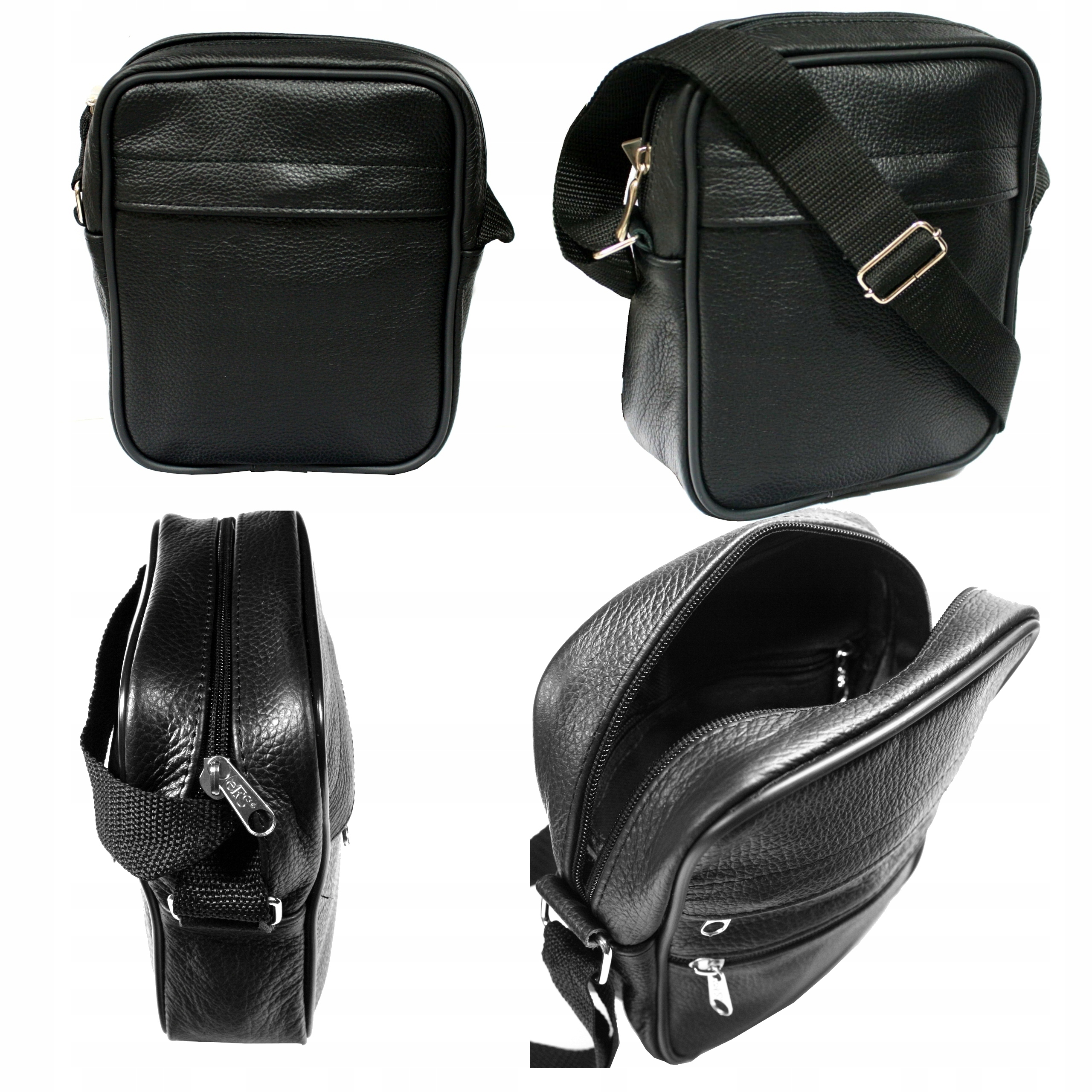 Pánská kožená taška přes rameno černá, malá kabelka přes rameno polská výroba