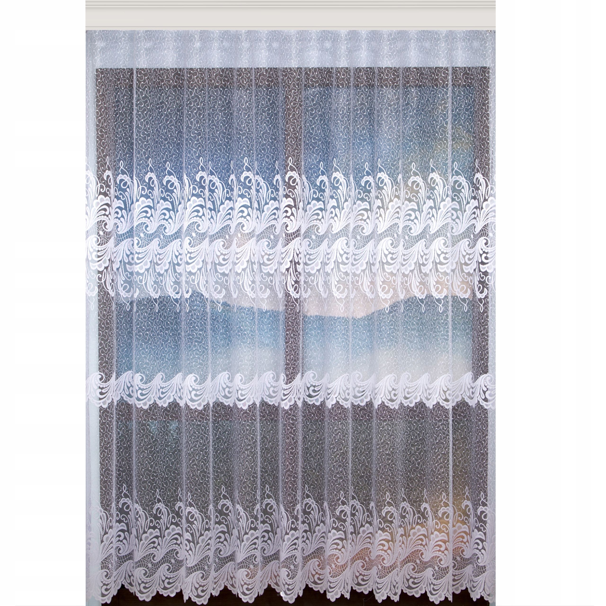 Hotová Záclona Bílá Žakárová Na Pásku Bez Žehlení 800x250 do Obývacího Pokoje