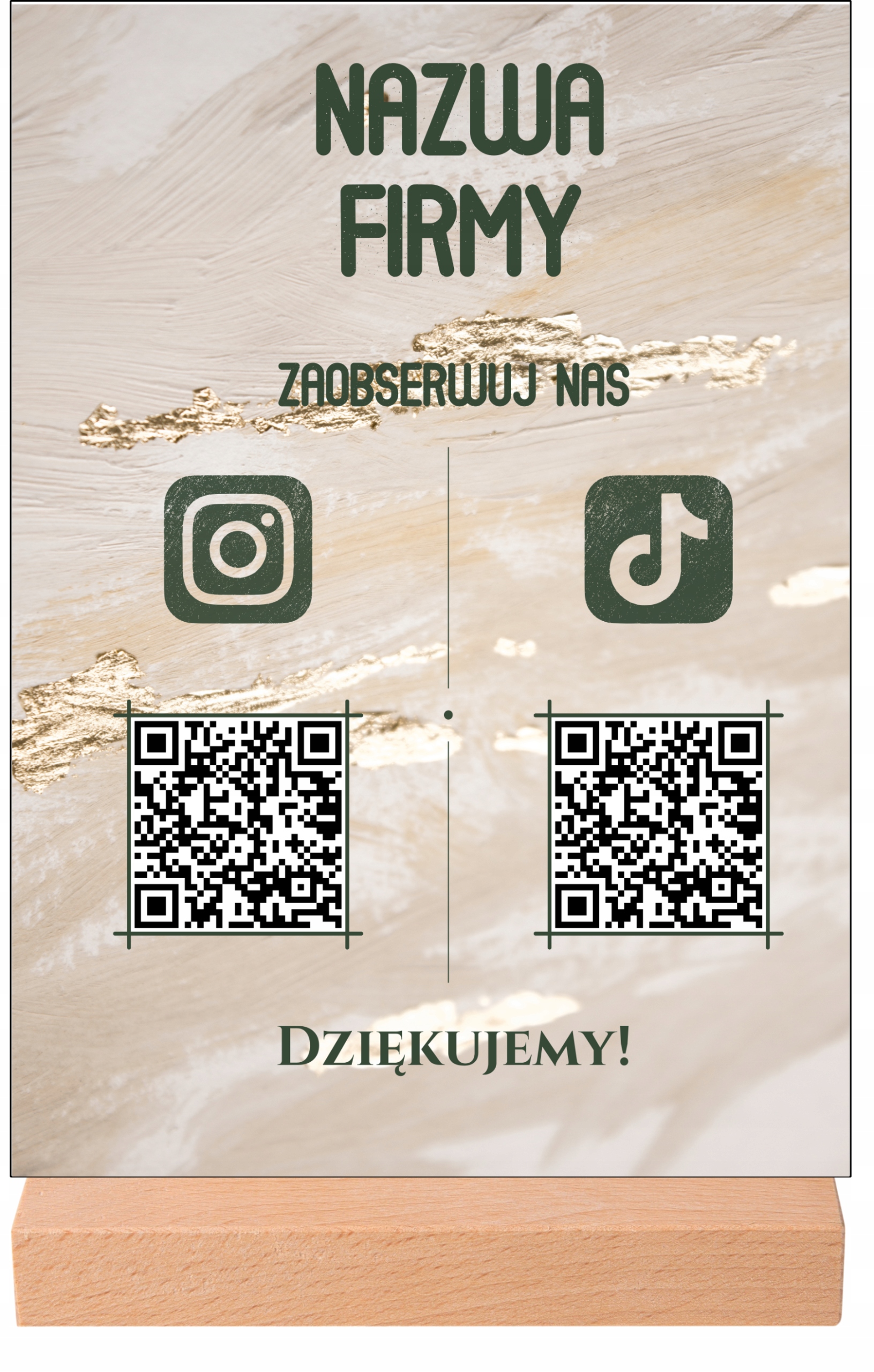 Tabliczka STOJĄCA Nazwa Twojej Firmy Kody QR - INSTAGRAM TIK TOK LinkedIn