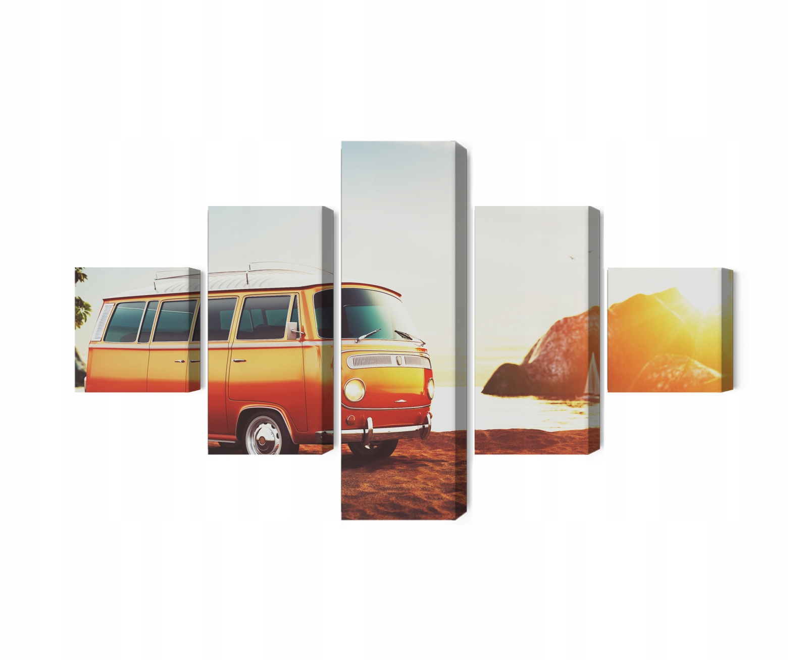 Vícedílný obraz Retro Auto na pláži Canvas 200x120