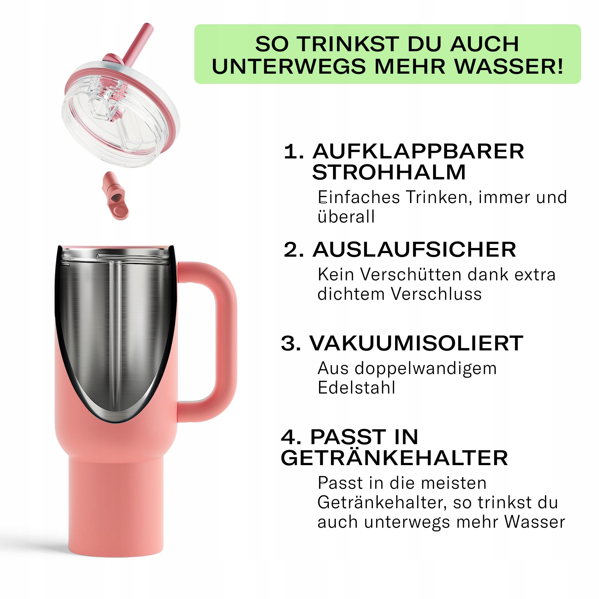 WATERDROP BUTELKA TERMICZNA ZE SŁOMKĄ 1,1L ZE STALI NIERDZEWNEJ — miniatura 3