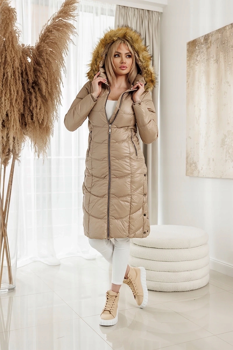 Lehká Bunda Kapuce H-203 Béžová XL (42)