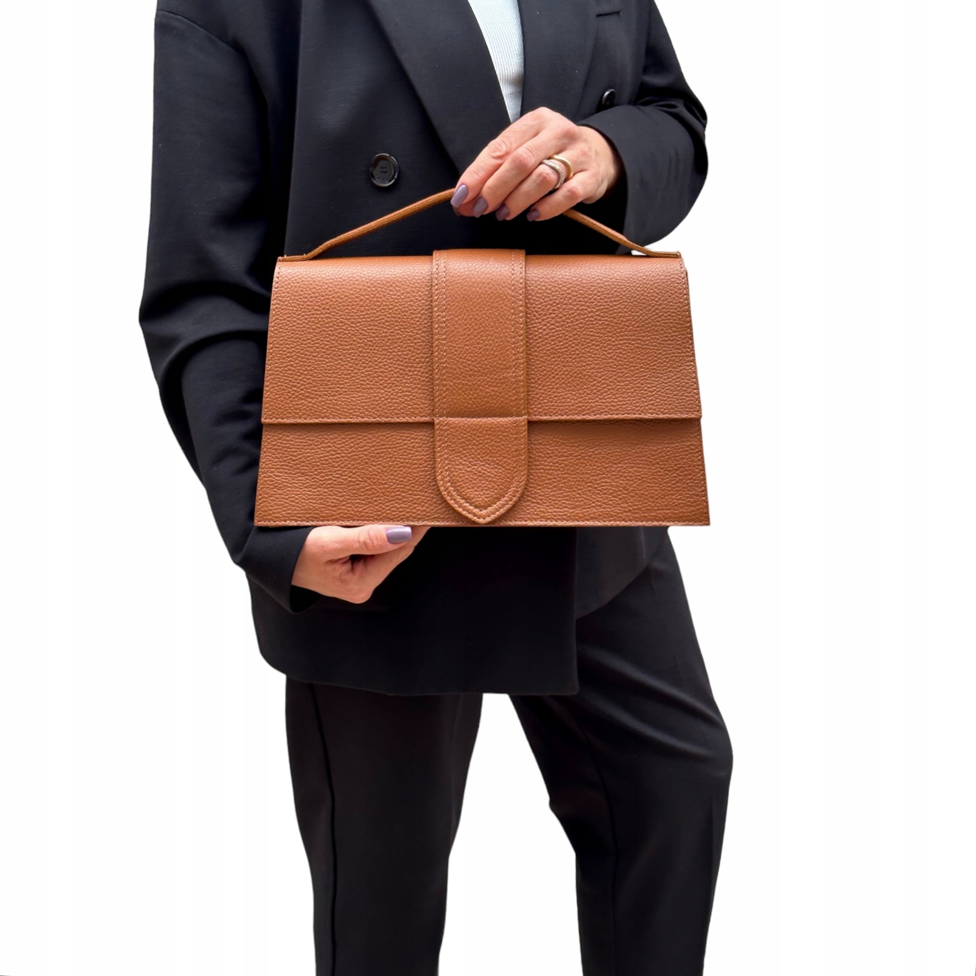 Torebka Kuferek, skóra naturalna Grace Maxi Rudy Wysokość 20 cm