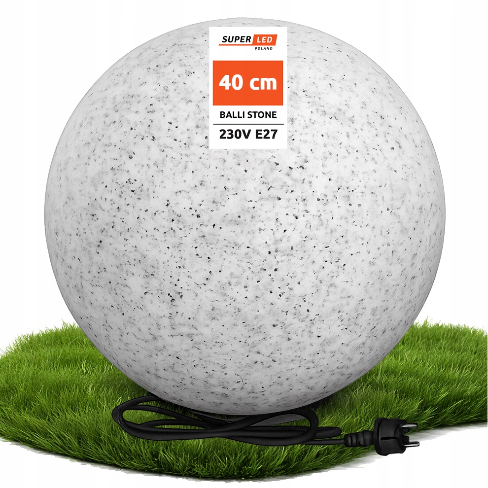 Zahradní lampa Kula do zahrady Led 40 cm Kámen Beton Kabel 230V E27 IP65