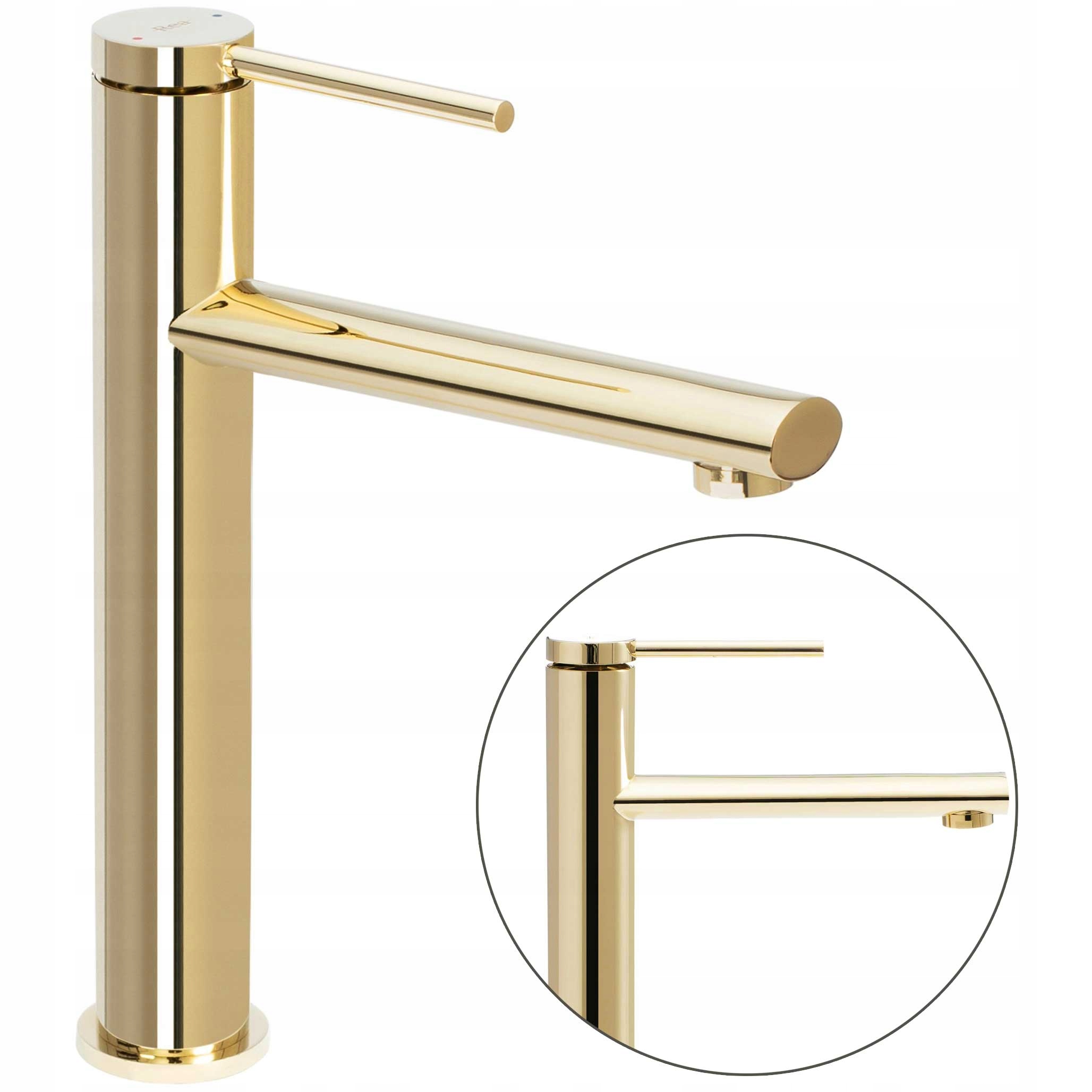 Zlatá vysoká stojanková umývadlová batéria Rea Oval Lesk