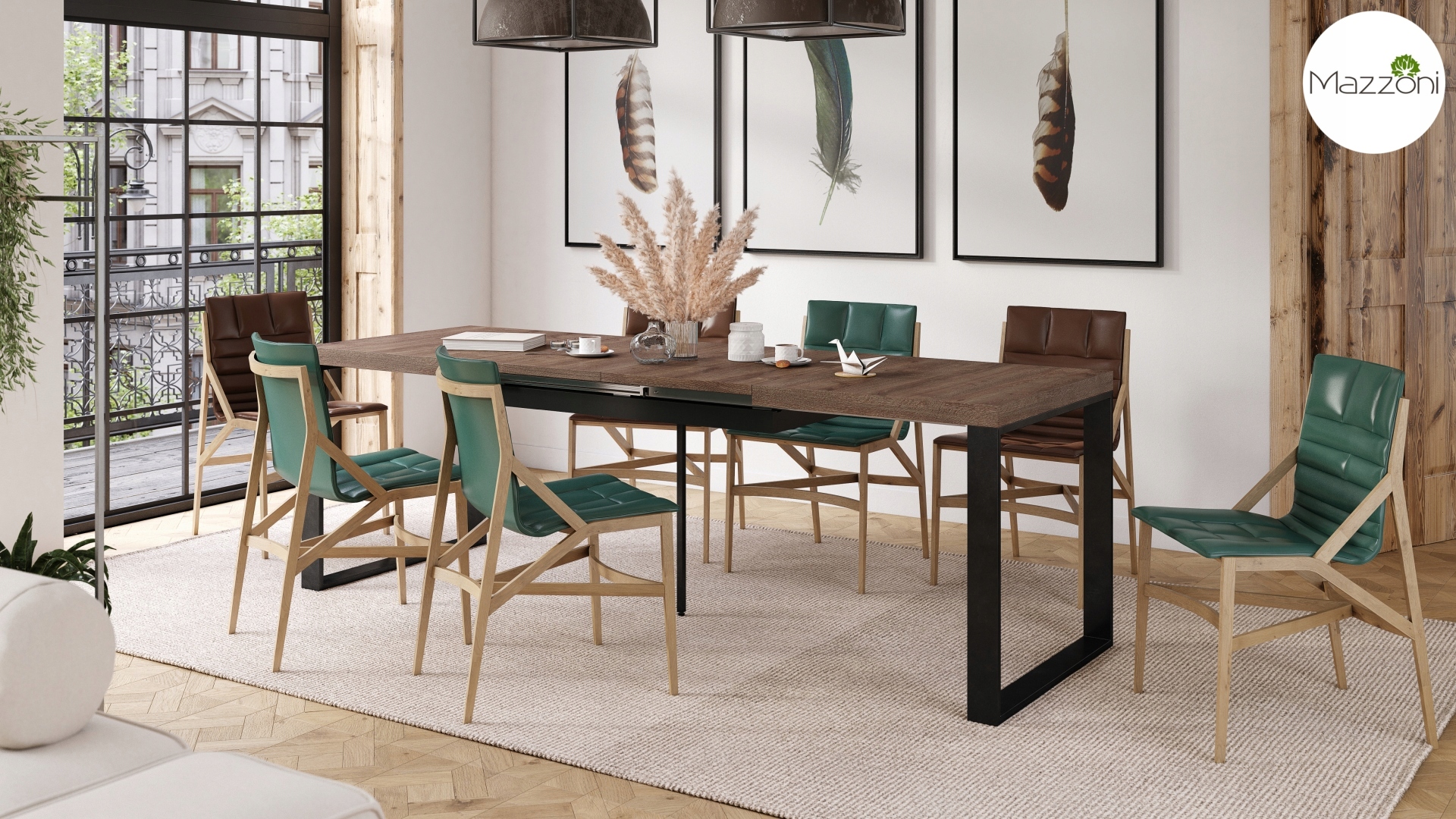 AVARI Dąb Brązowy DUŻY STÓŁ ROZKŁADANY DO 270 cm! Głębokość mebla 80 cm