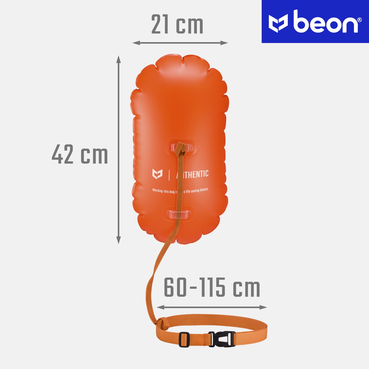 BOJKA DO PŁYWANIA BOJA ASEKURACYJNA TRIATHLONOWA DMUCHANA DO PŁYWANIA BEON Długość 42 cm