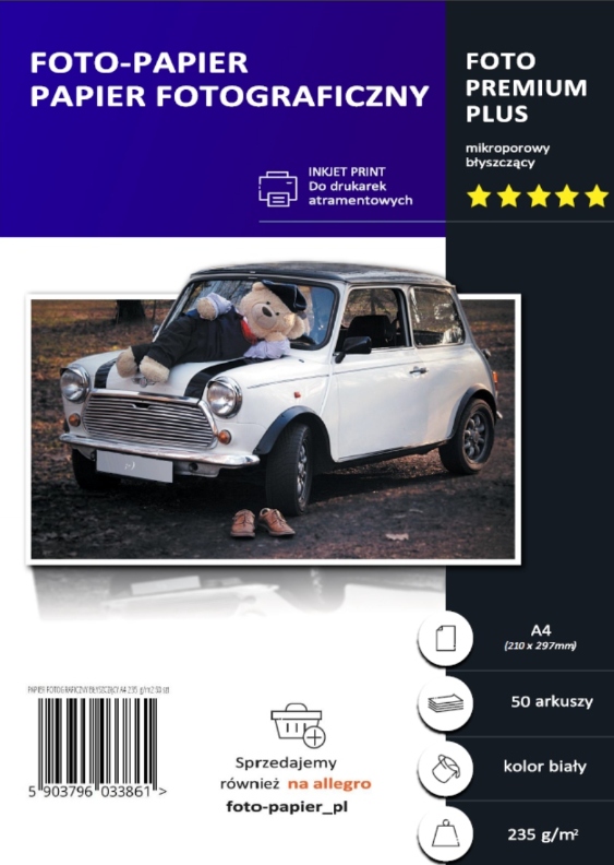 

Papier Fotograficzny Błyszczący A4 235 g/m2 250ark