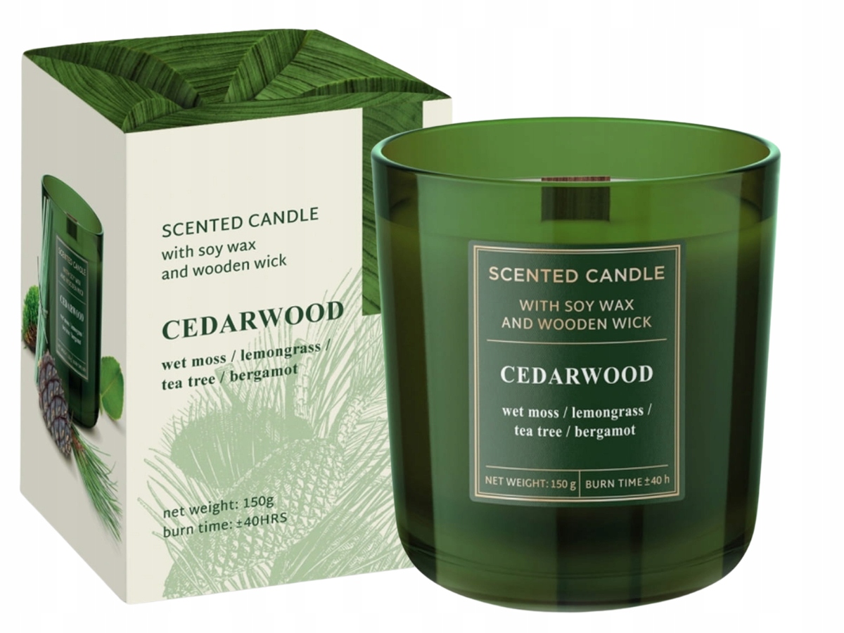 

Świeca zapachowa w szkle Cedarwood knot drewniany
