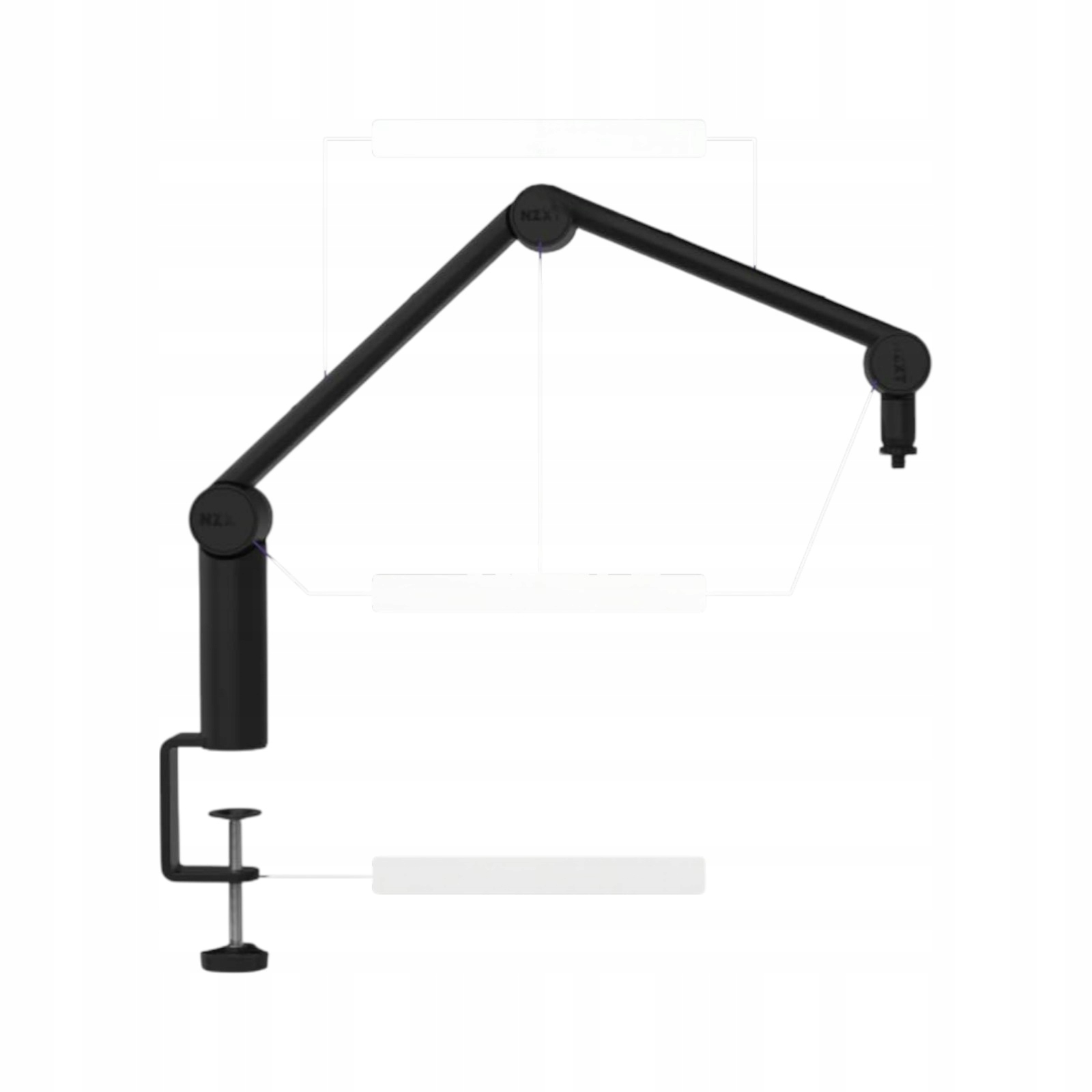 Držák na mikrofon montovaný na pracovní desku, krytý kabelový kanál