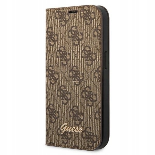 Pouzdro obal kryt Guess 4G Vintage Gold Logo pro iPhone 14 hnědé