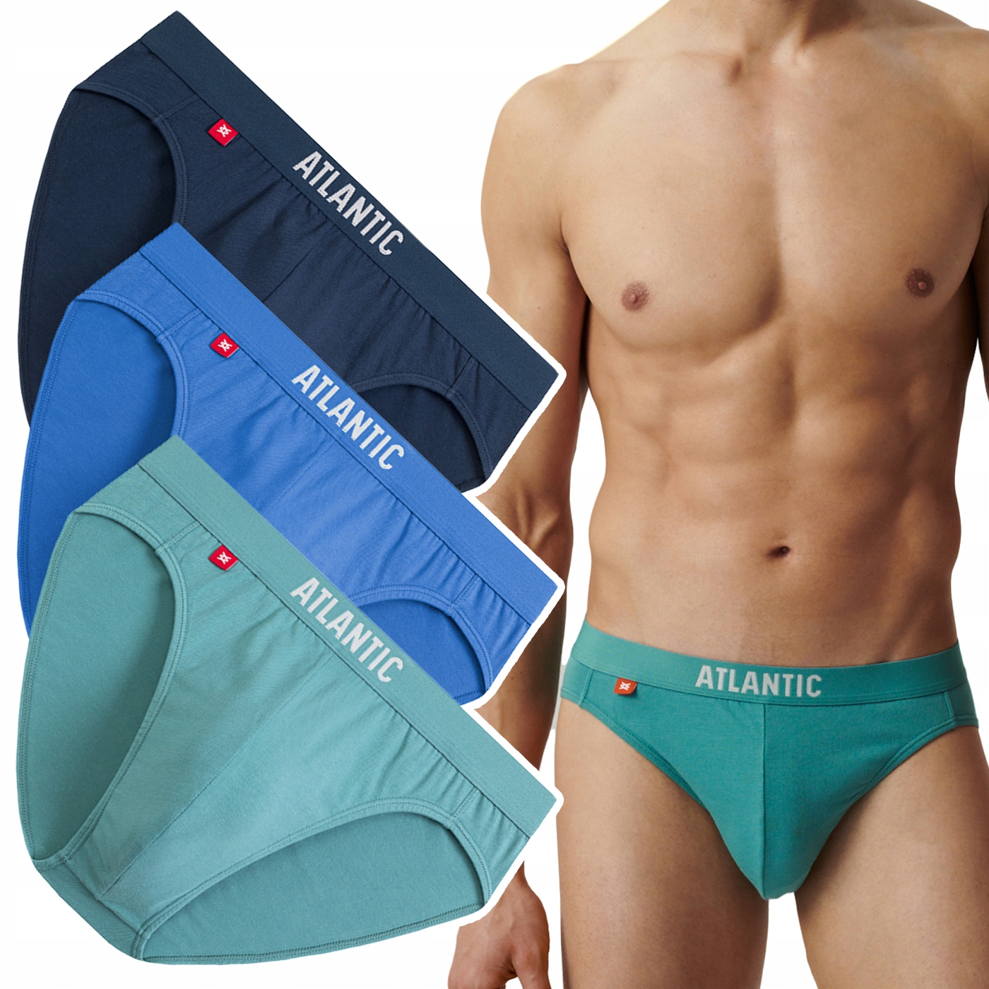 Pánské Slipy Atlantic 3MP-094 sportovní slipy z bavlny 3-PAK XL