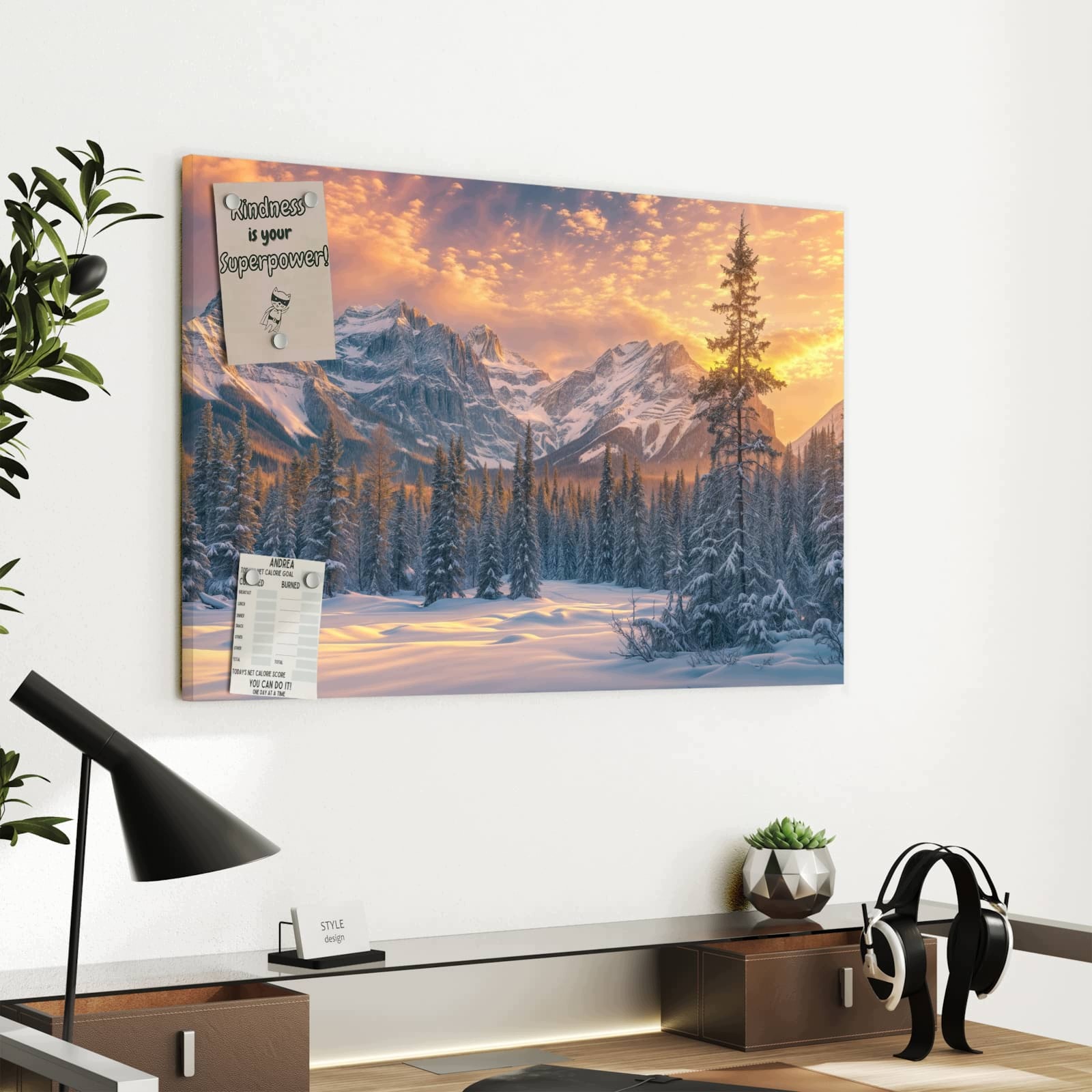 Magnetická tabule Horská krajina Zima 60 × 40 cm