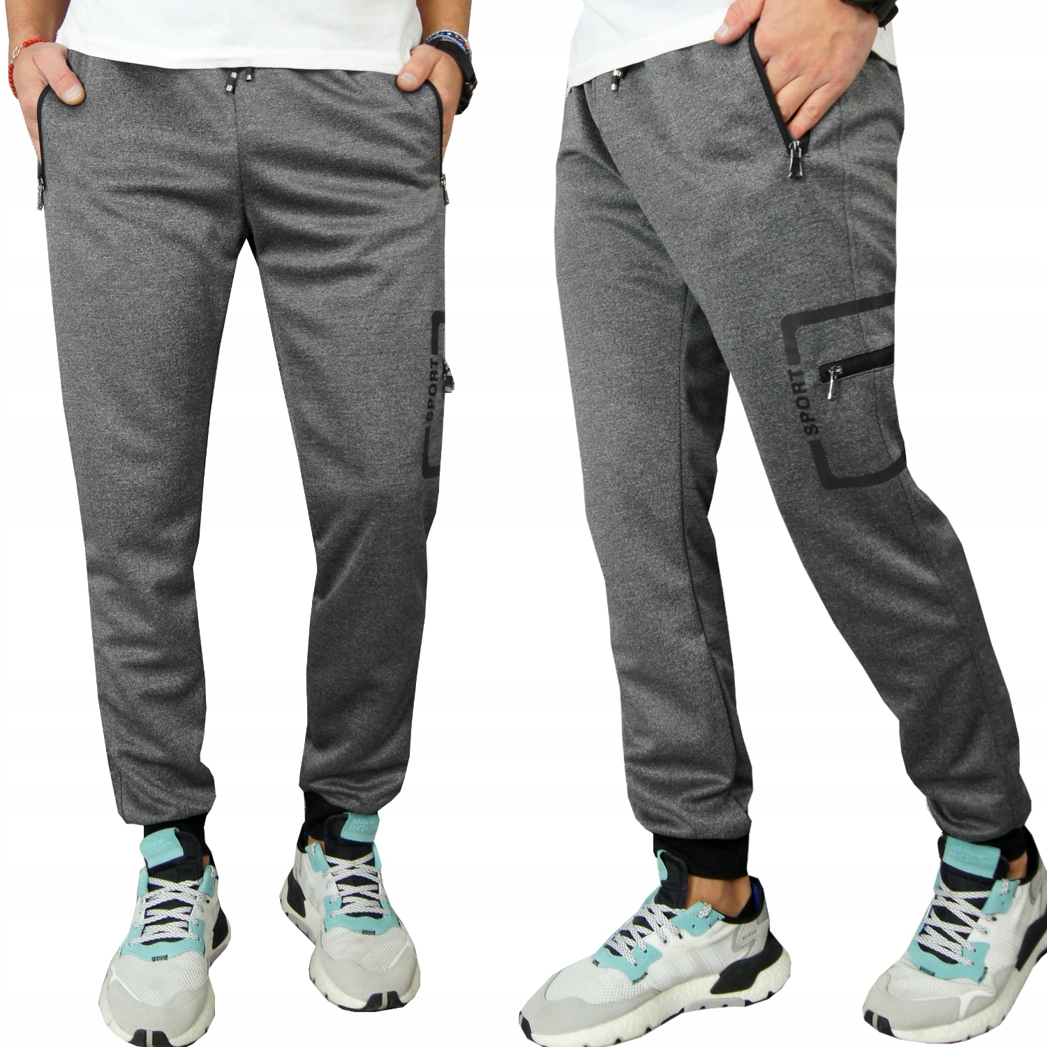

Męskie Spodnie Dresowe Joggery zamek P158 r. XXL