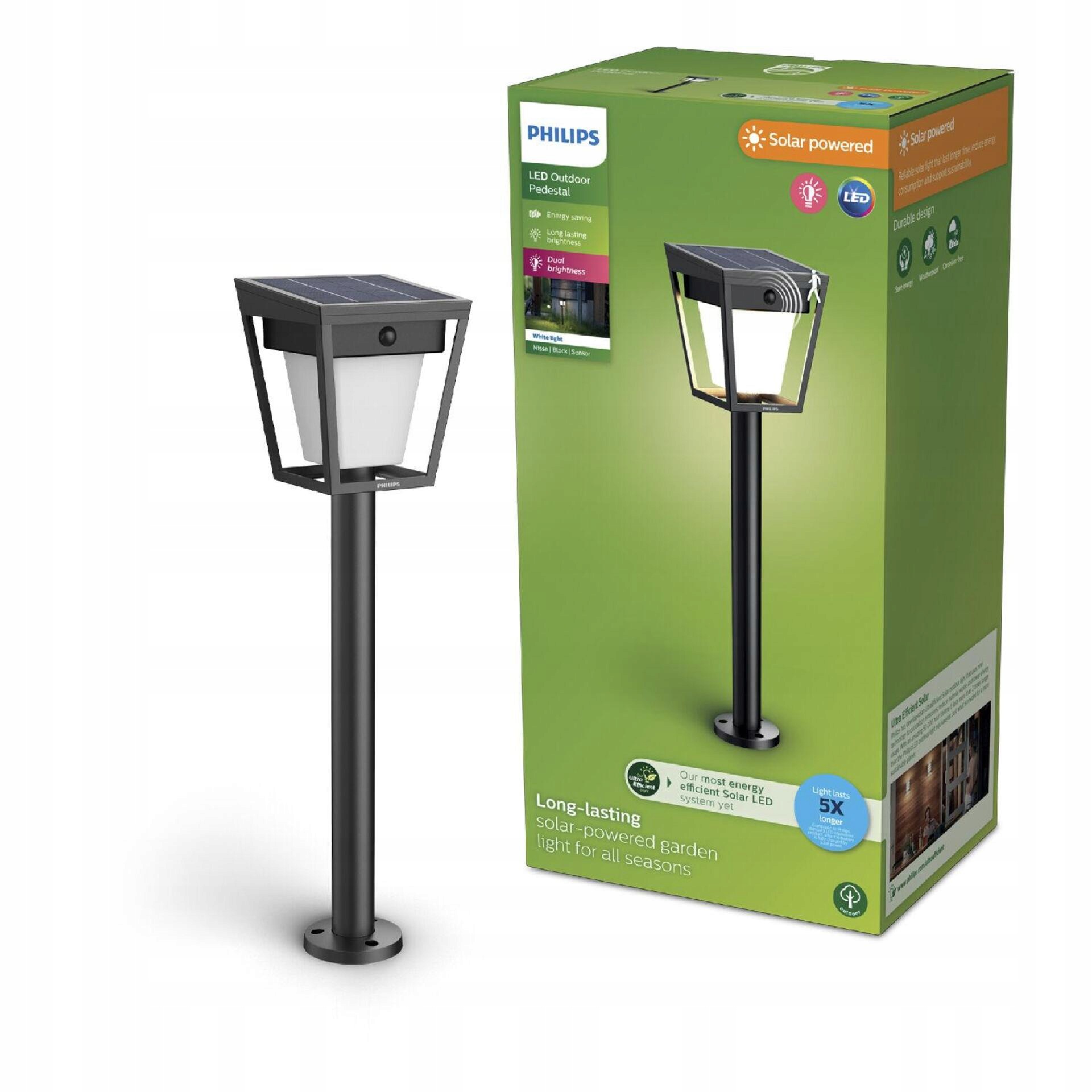 Philips Nissa UltraEfficient Led stĺpik so solárnym napájaním a pohybovým senzorom 1,8W