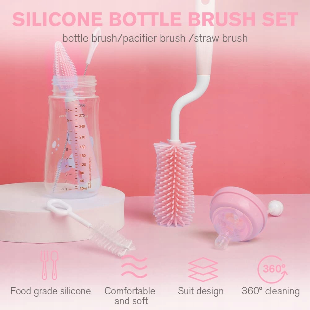 VICLOON Zestaw Szczotek Silikonowych Do Butelek Dla Niemowląt BPA Free — miniatura 4