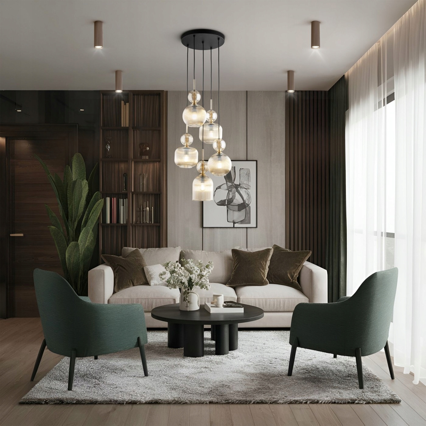 Závěsná lustrová lampa Tk Lighting Sophia 11043 cognac 5xE14 obývací pokoj
