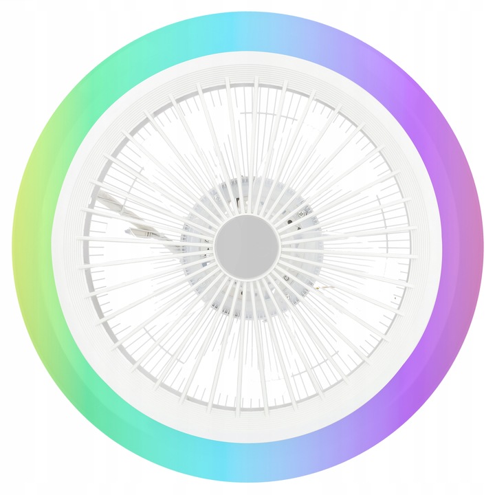 WENTYLATOR SUFITOWY WIATRAK LAMPA PLAFON LED RGB Kolor dominujący biały