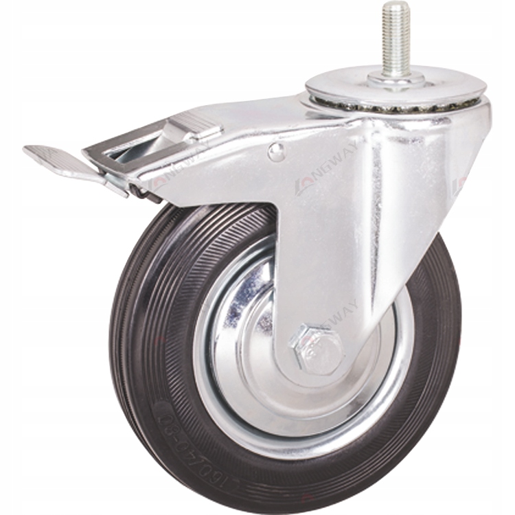 KOŁO OBROTOWE KÓŁKO KOŁA Z HAMULCEM SKRĘTNE KÓŁKA GUMOWE 125MM 100KG M12