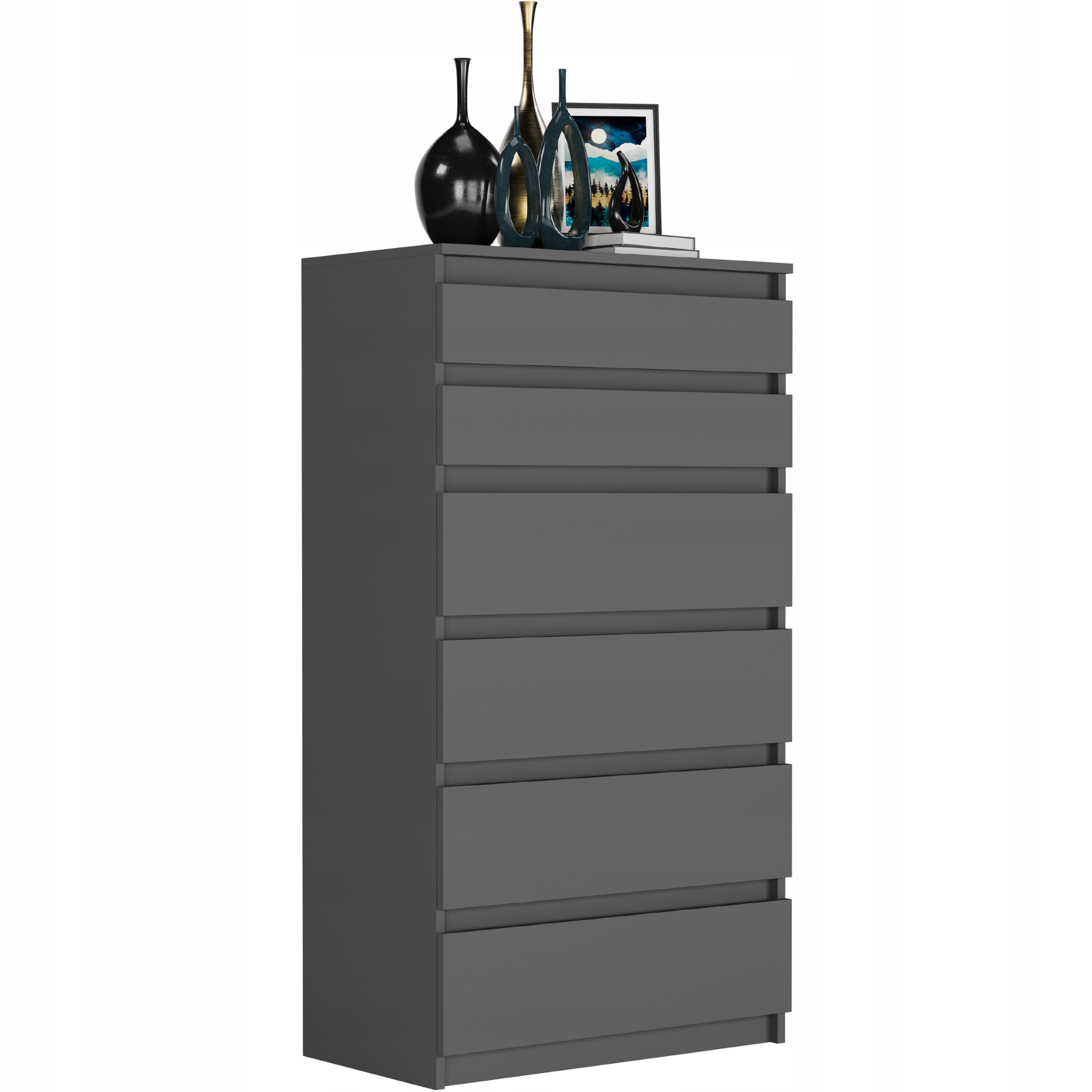 NOWOCZESNA KOMODA SZAFKA 6 SZUFLAD PL R-6 ANTRACYT