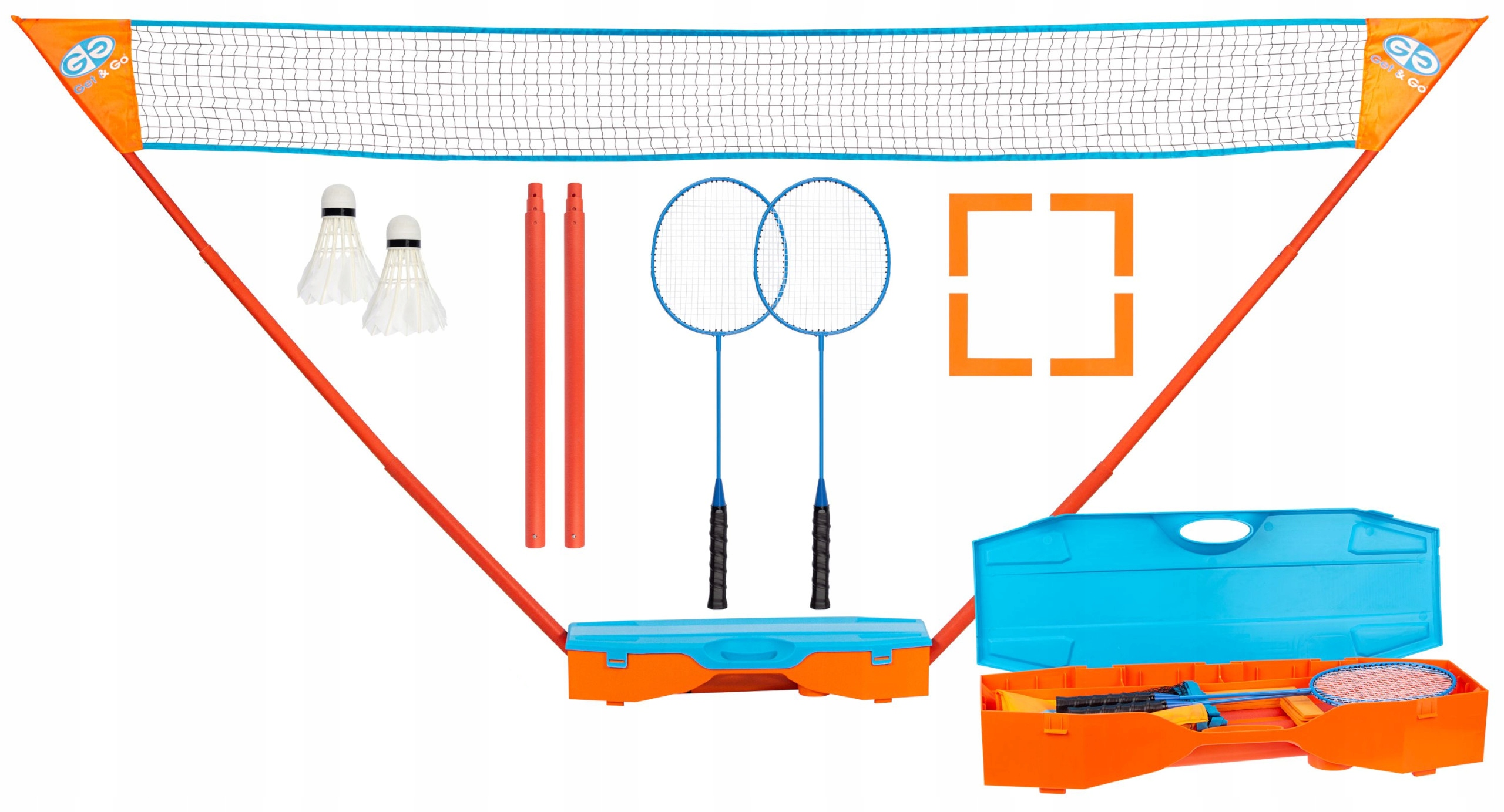 Zestaw do badmintona siatka rakietki lotki składany w walizce Get&go 5w1