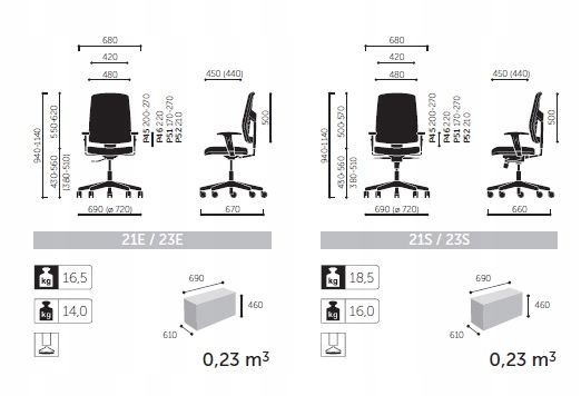 Fotel biurowy Profim Raya 21S ekspozycja Szerokość mebla 69 cm