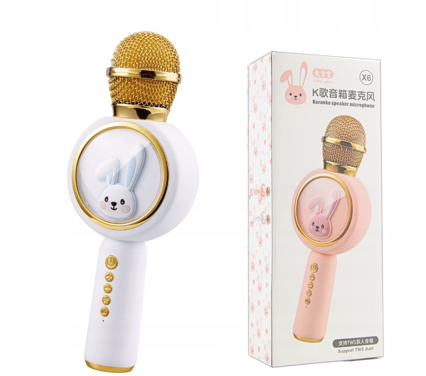 MIKROFON KARAOKE BEZPRZEWODOWY BLUETOOTH Z GŁOŚNIKIEM KRÓLIK DLA DZIECI Wysokość produktu 235 cm