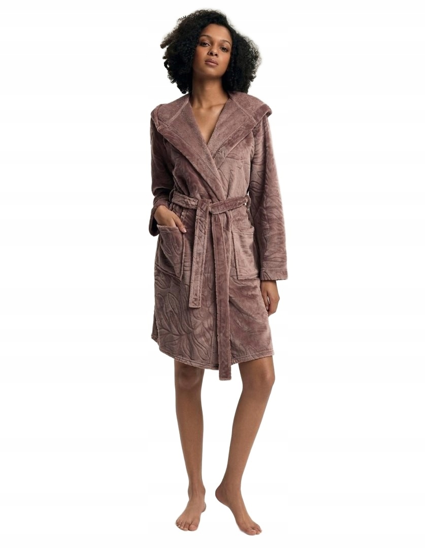 Dámský župan s kapucí Henderson Ladies 43612 Daryl XL/XXL dusty rose m