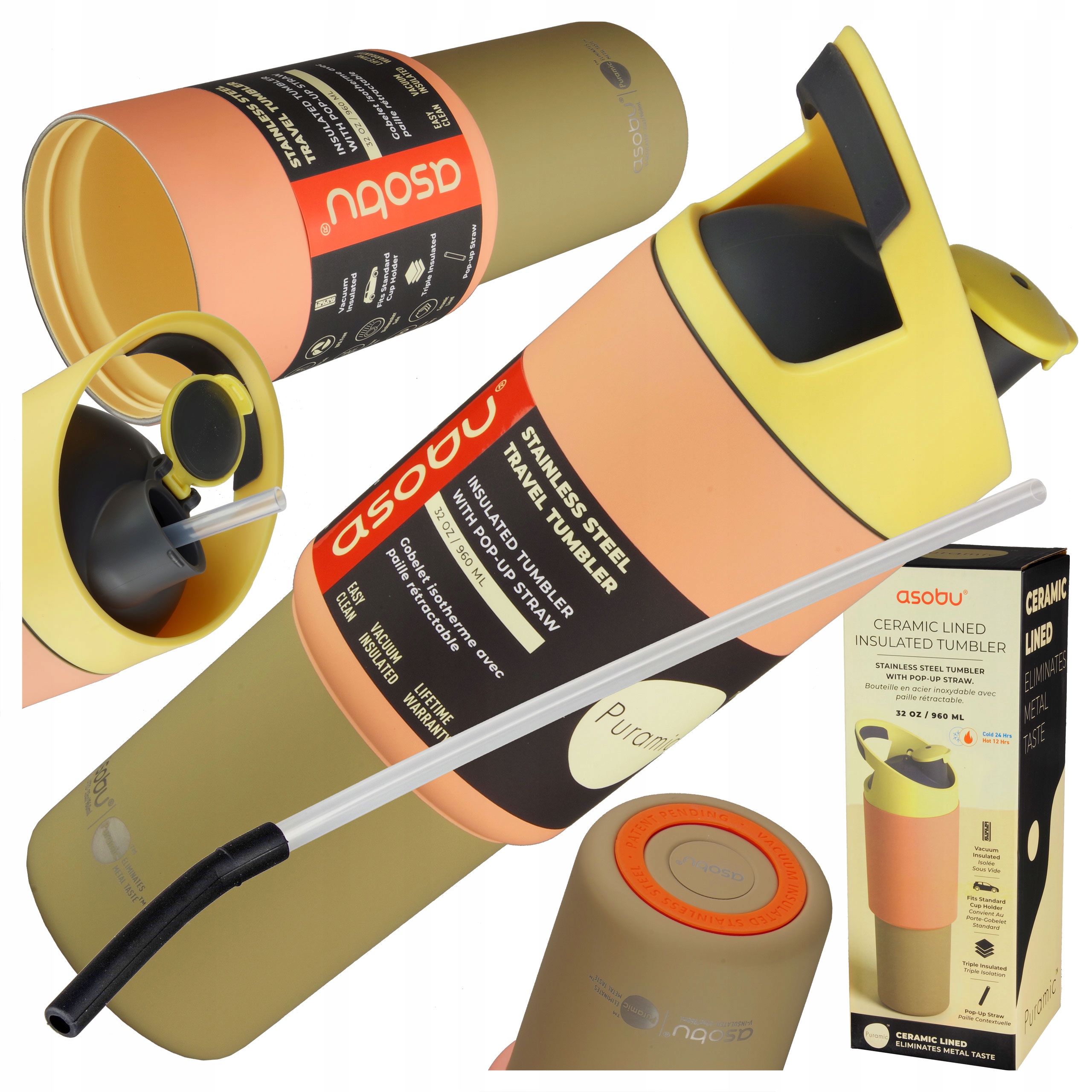 Termohrnek Asobu Láhev Termoska S Brčkem A Rukojetí 960 ml