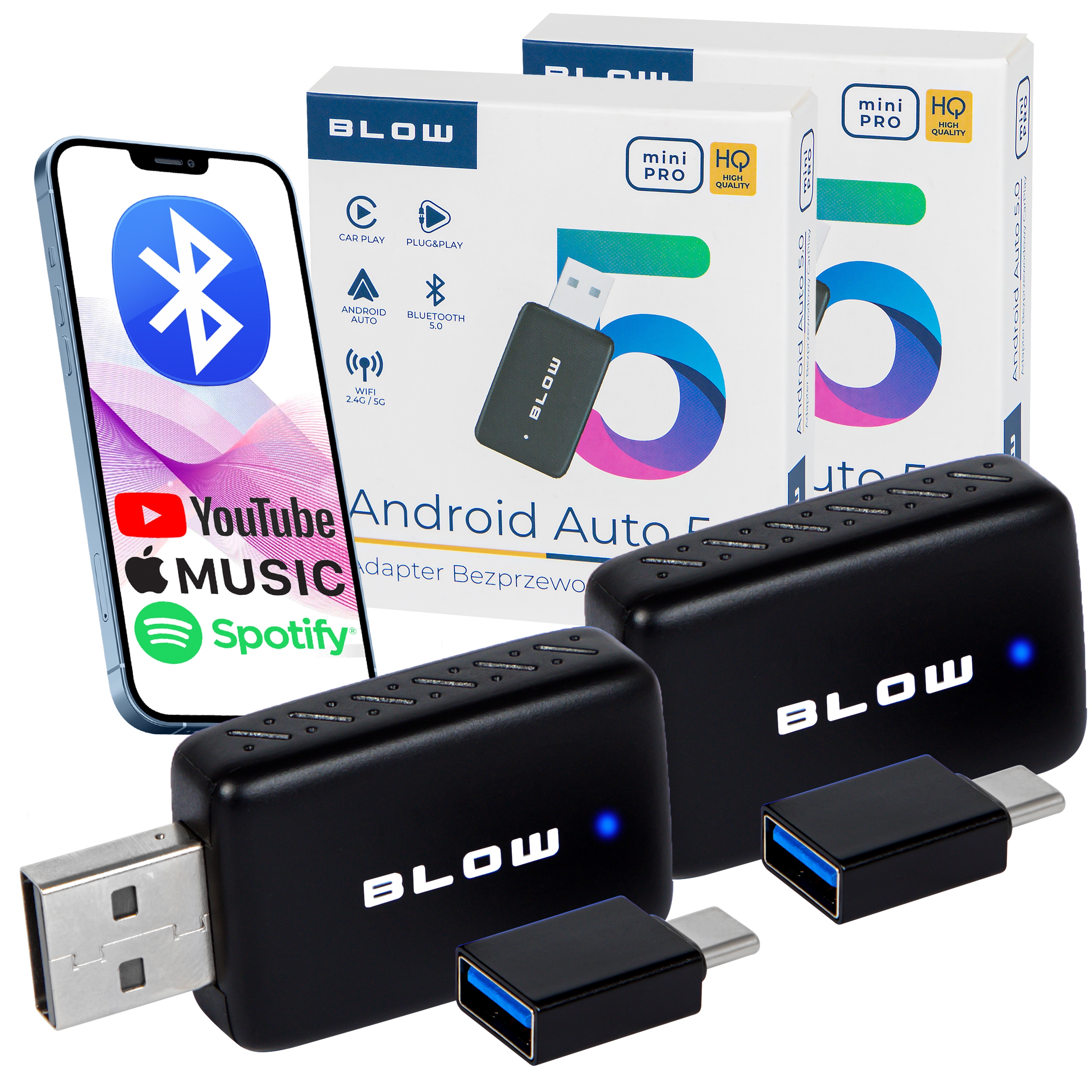 2 Kusy Adaptér Modul Carplay Android Auto Bezdrôtový Wifi Bluetooth