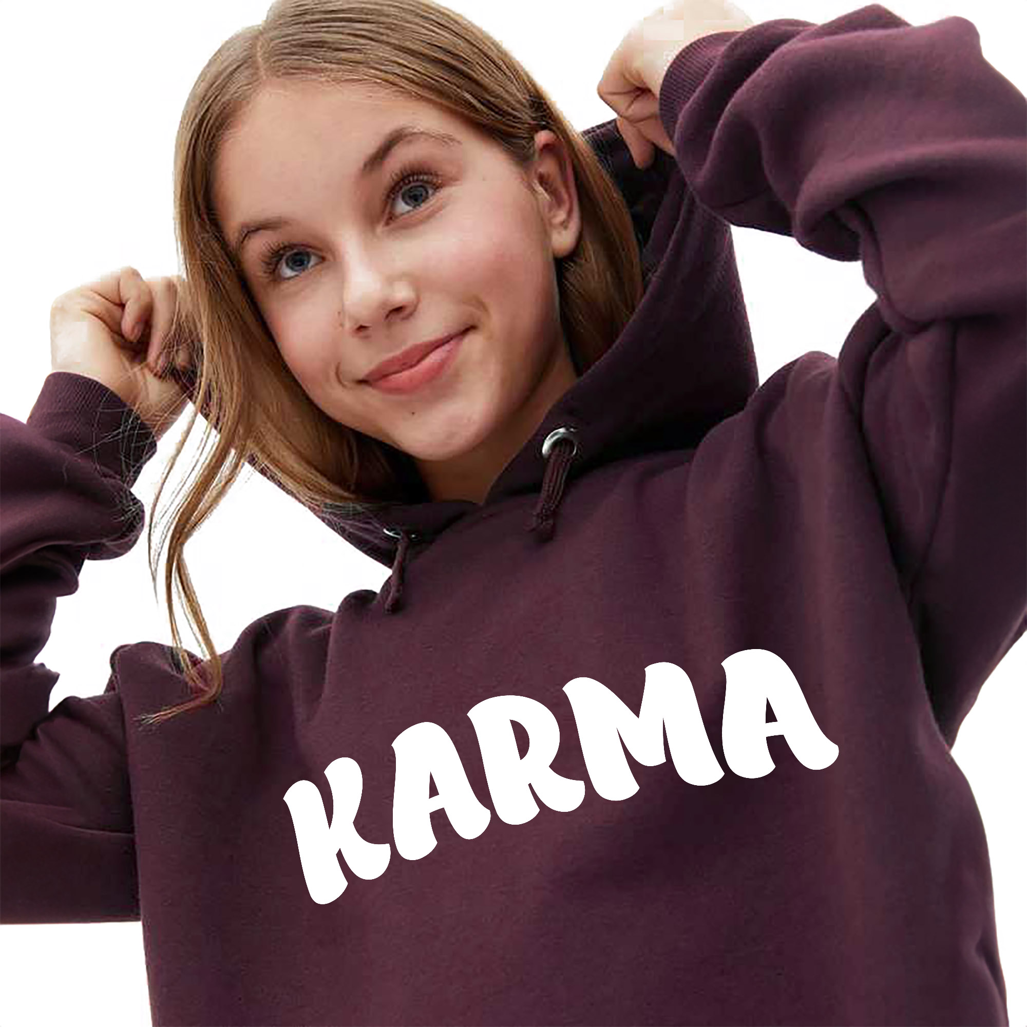 Bordó Mikina S Kapucí Karma Módní Stylová Dámská Krásné Sukně M