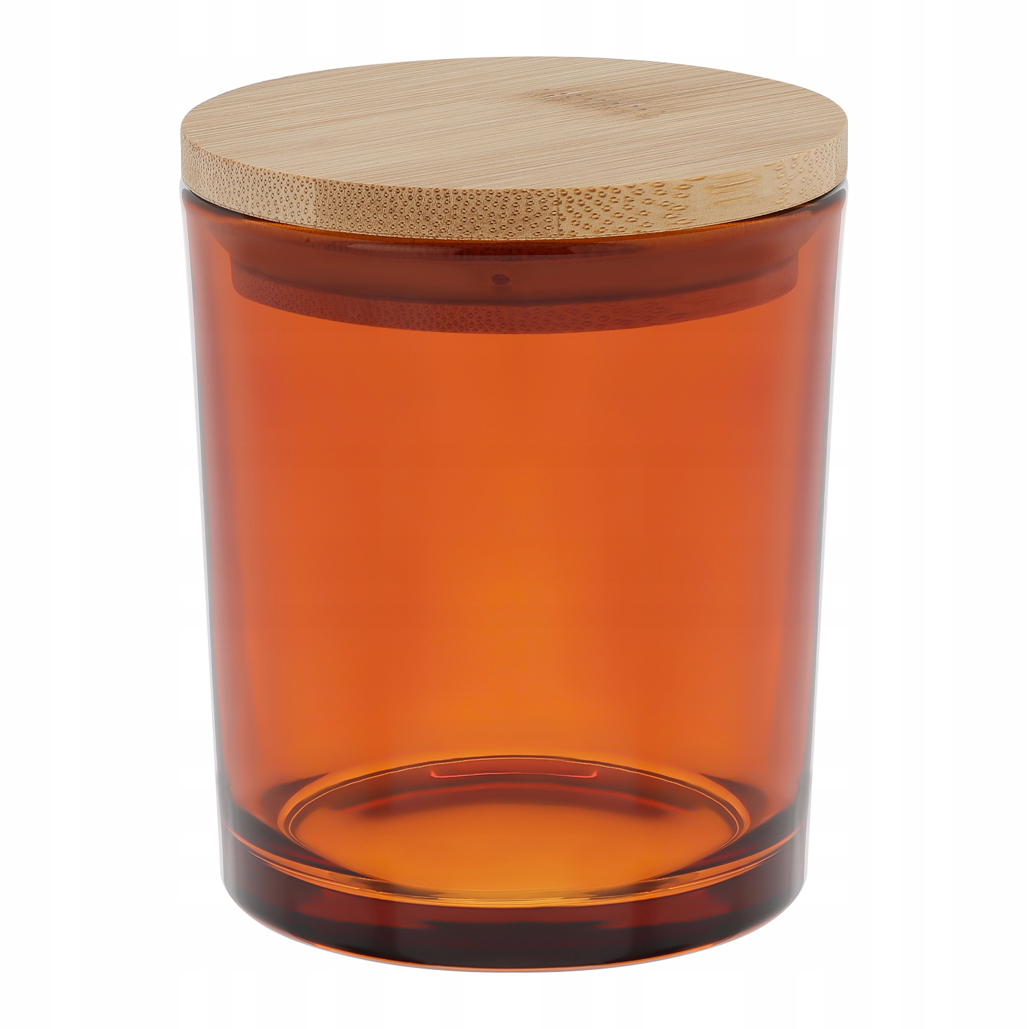 Sklenička na svíčky jantarová 300 ml s bambusovým víčkem 72 kusů