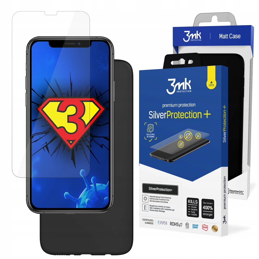 

Folia Silver+ + Odporne etui 3mk do iPhone 11 Pro