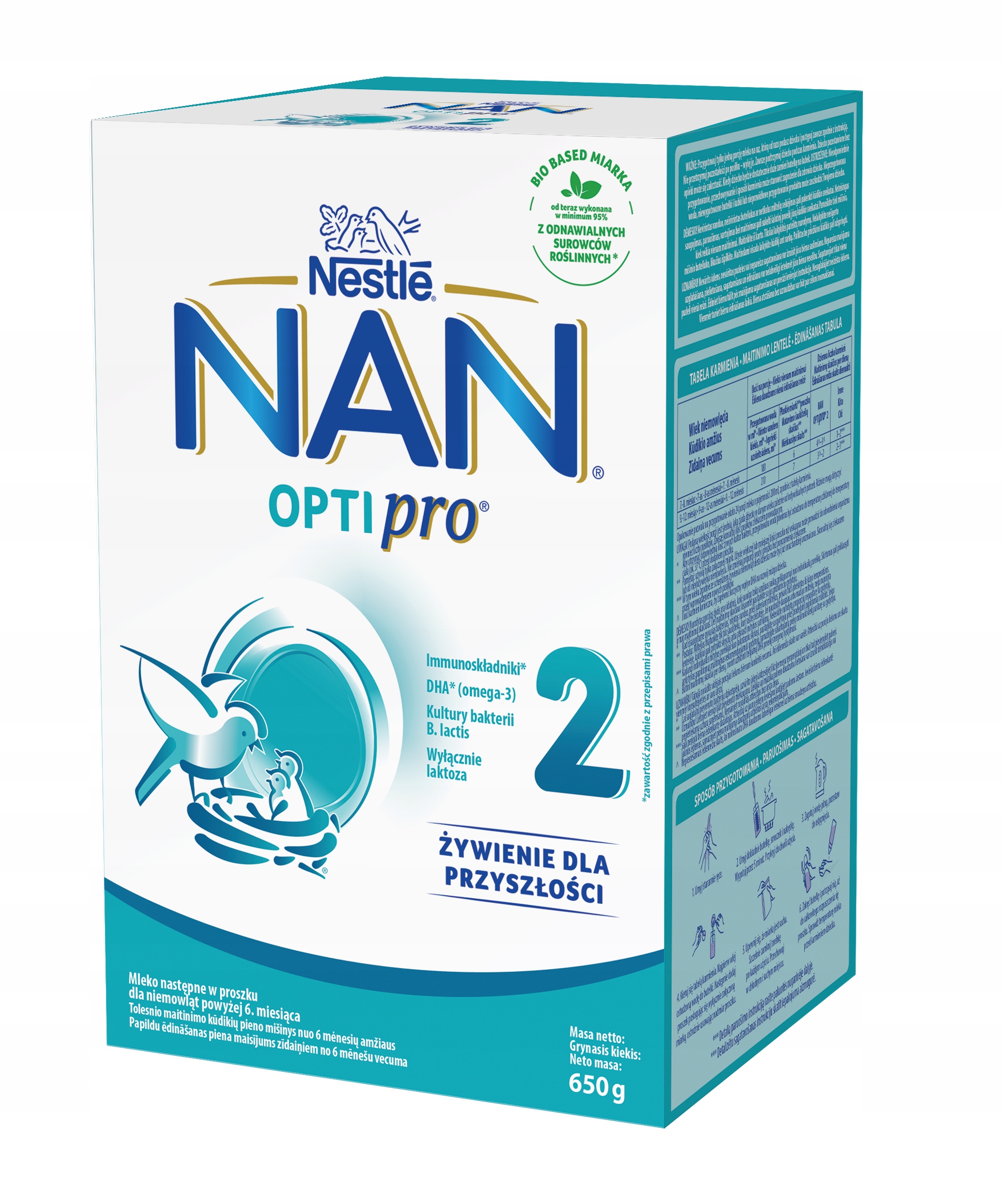 Mleko modyfikowane Nestle NAN Optipro 2 650 g dla dzieci w proszku