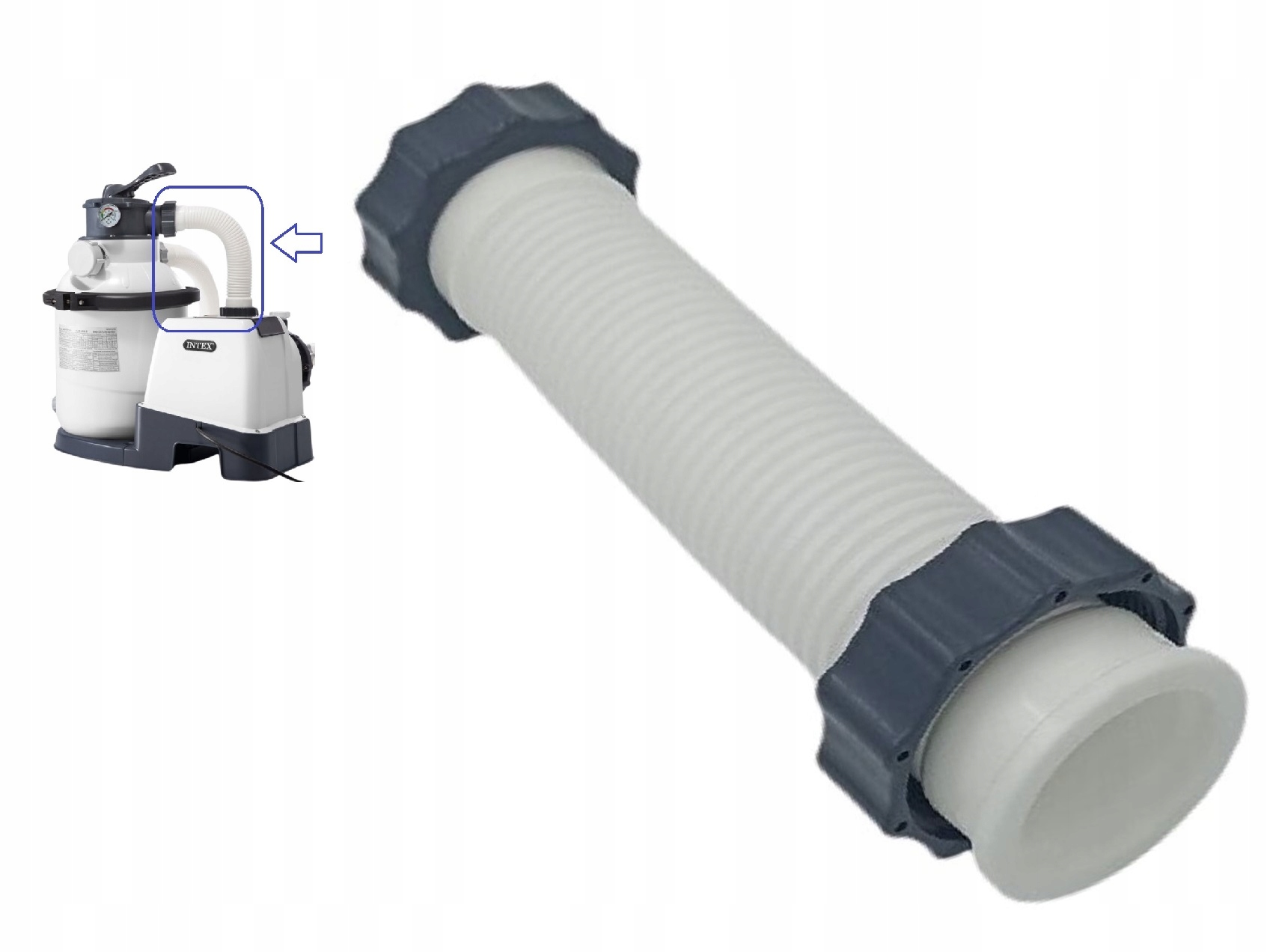 Připojovací hadice 38 mm pro připojení ventilu k motoru, pískový filtr 26644