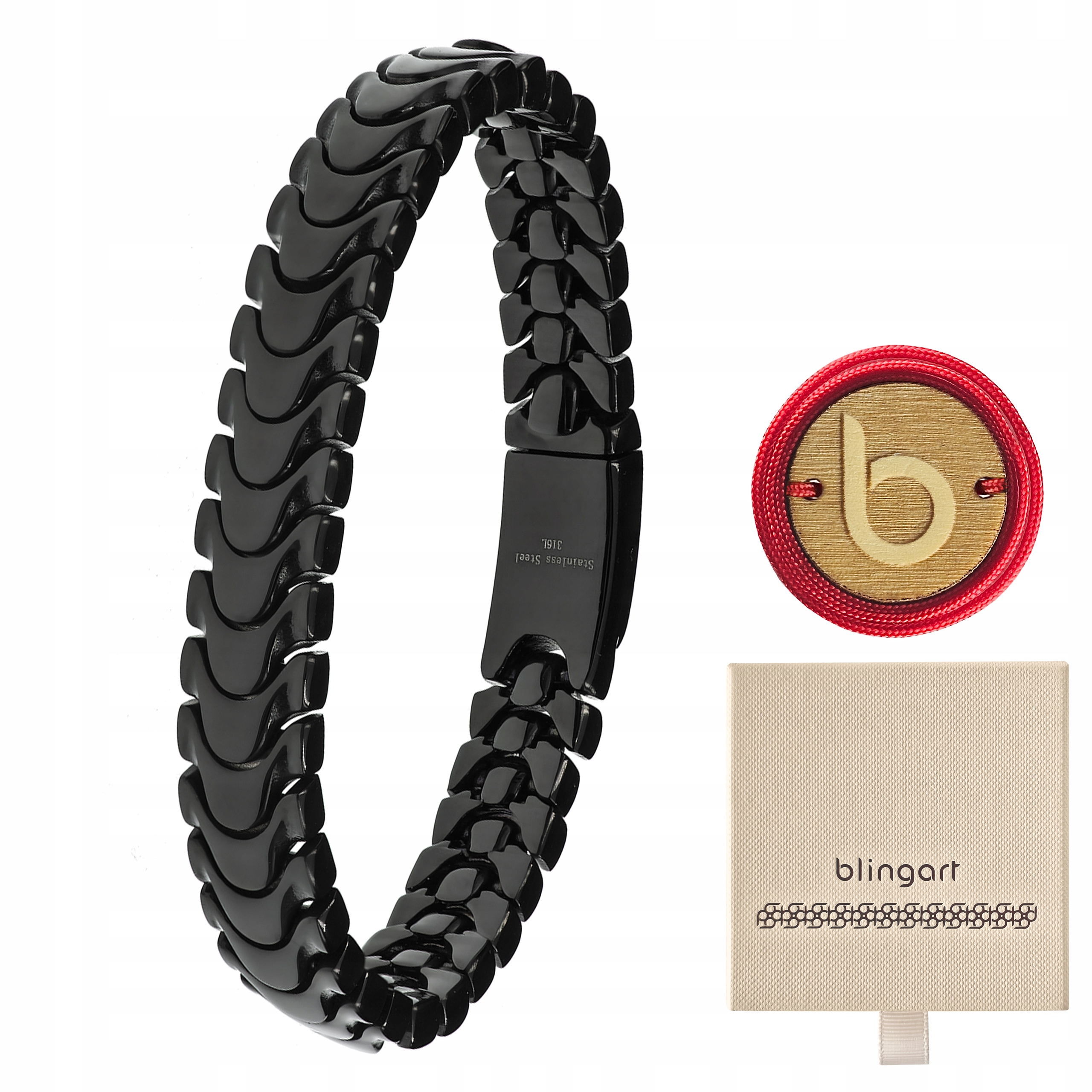 Pánský náramek černý ocel 316L módní Blingart