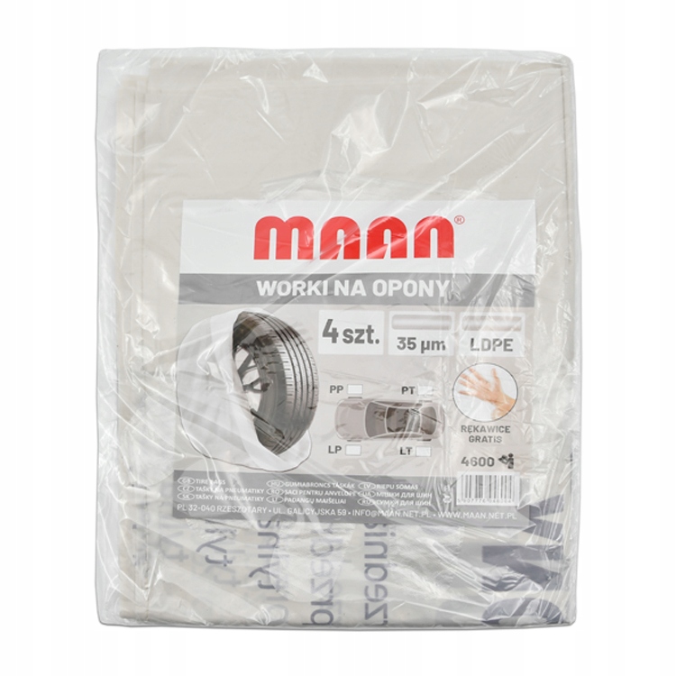 Worki na opony 4 szt. BIAŁE MAAN Waga produktu z opakowaniem jednostkowym 0.2 kg