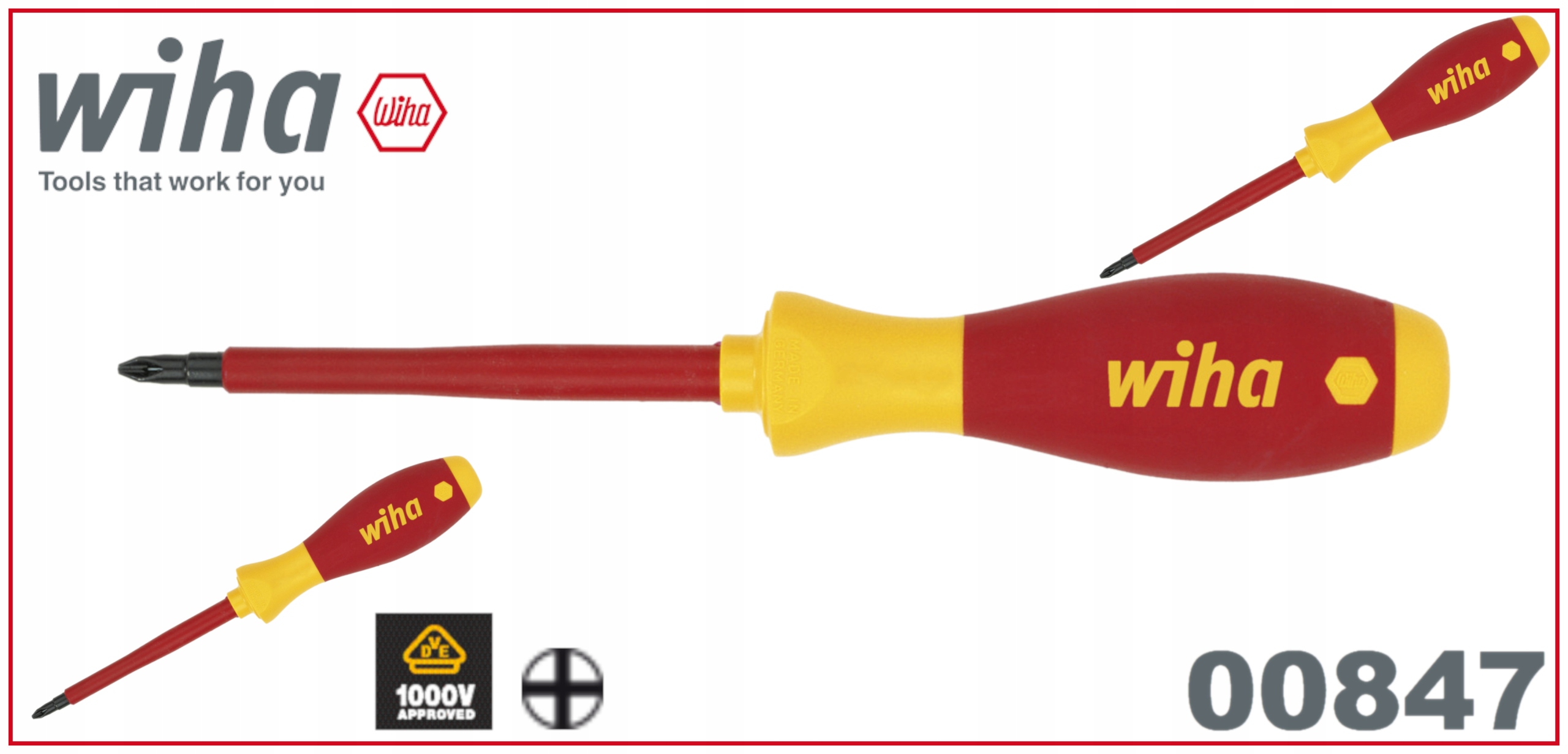 WIHA WKRĘTAK SOFTFINISH IZOLOWANY DLA ELEKTRYKA PHILLIPS PH1 80mm 00847 Marka Wiha