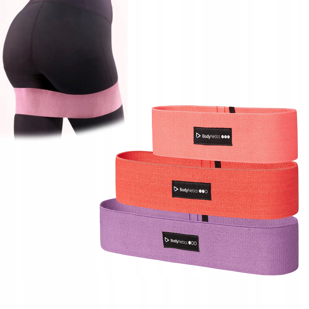 BODYNETICS HIP BAND TAŚMY GUMY DO ĆWICZEŃ MATERIAŁ