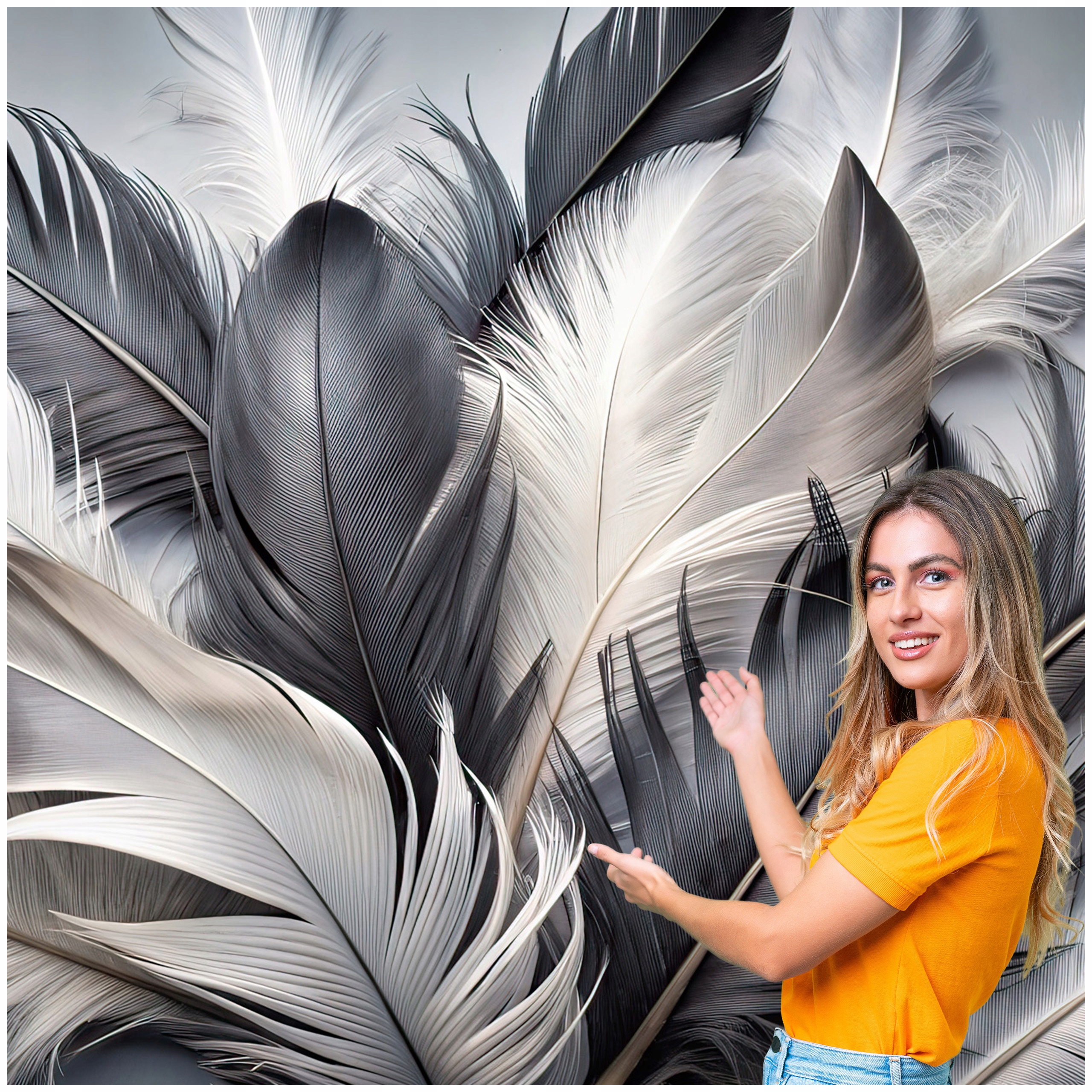 3D fototapeta Salon Spálňa Perie Abstrakcia Boho Glamour 196x260 PAB02W