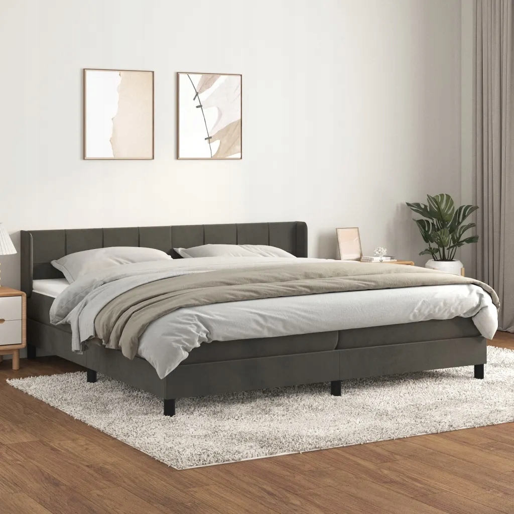 Box spring postel s matrací tmavě šedá 200x200 cm samet Šedá 3130980
