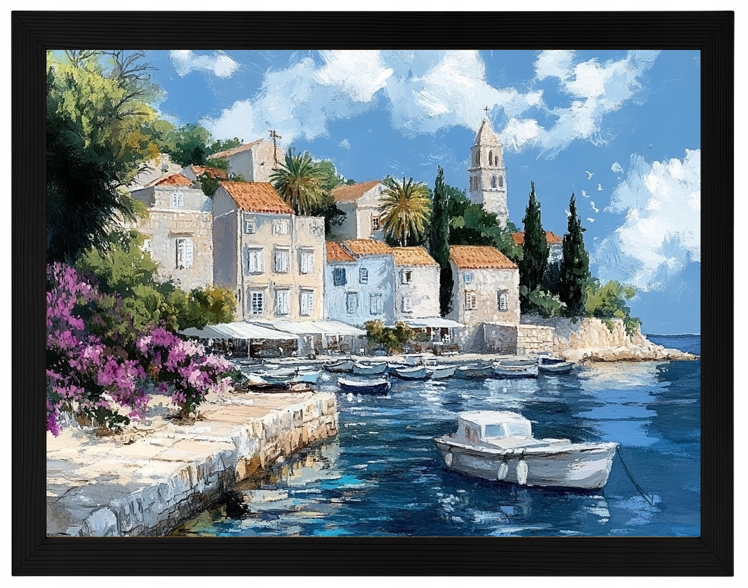 Plakát Rámeček Dřevo Krajina Jižní Chorvatsko Hvar Promenáda 80x60