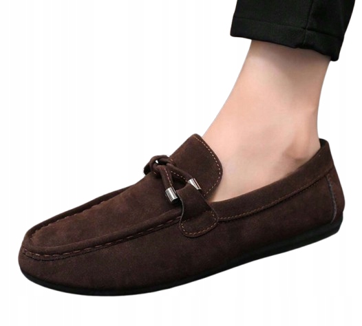 Shein Hnědé Pánské Mokasíny Ze Semiše S Ozdobným Šitím 42 1EC